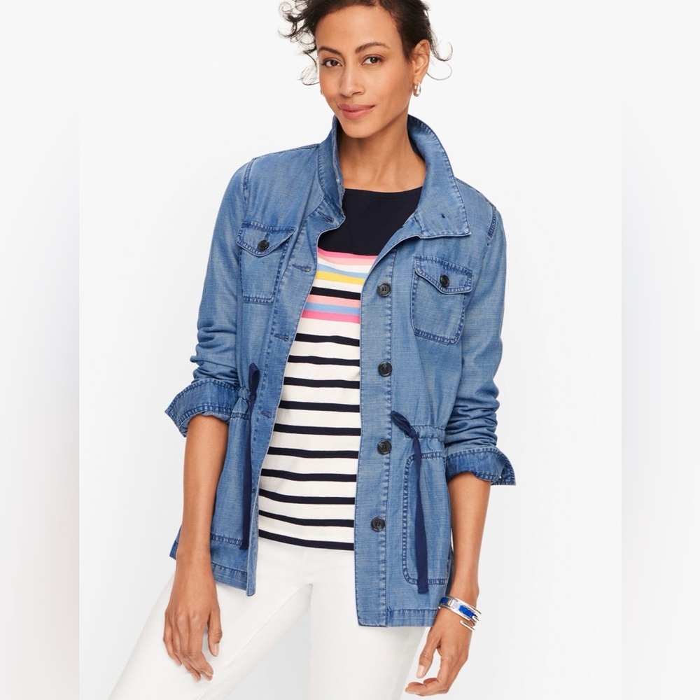 Talbots CLASSIC FIELD JACKET - lyocell cotton linen / size XS - chambray/blue